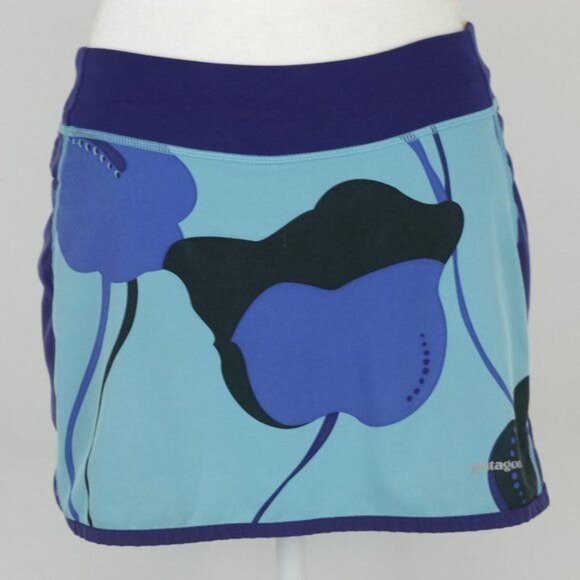 Patagonia Women's Small Blue Floral Mid Rise Activewear Skort - Picture 1 of 8